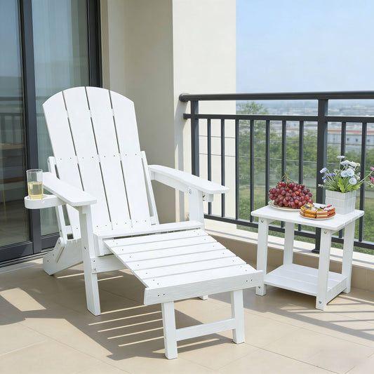 Outdoor Adjustable Lounge Chair With Cup HolderFor Patio Relaxation & Garden Leisure Gatherings,HIPS Material
