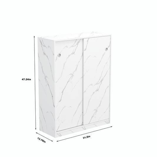 Marble White  Shoe Cabient With Sliding Door Have 6 Layers Can Storage At Least30 Pairs Shoes