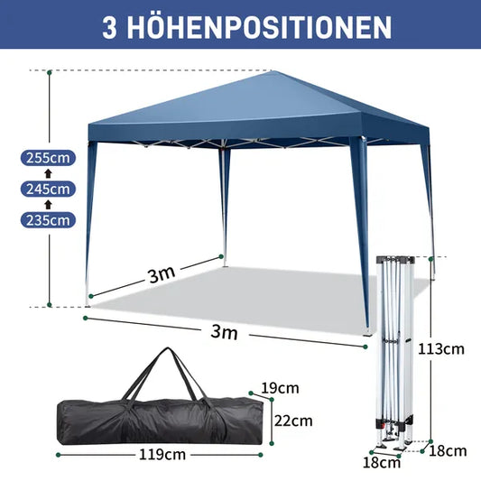 3 X 3 M Practical Waterproof Right-Angle Folding Tent Blue