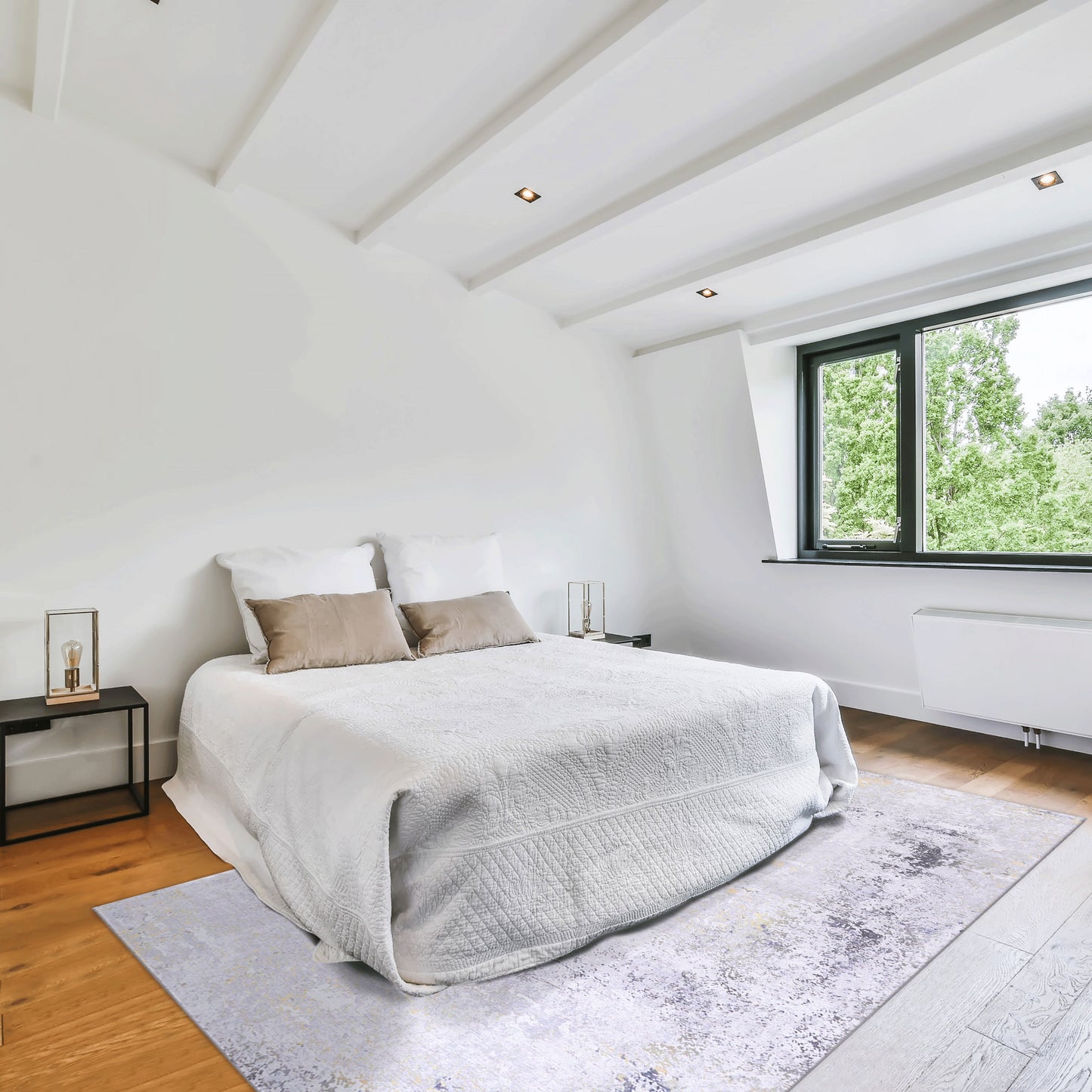 MAVAL Gold Washable Rug 3x5 Area Rug  Gray Gold, 3' X 5'