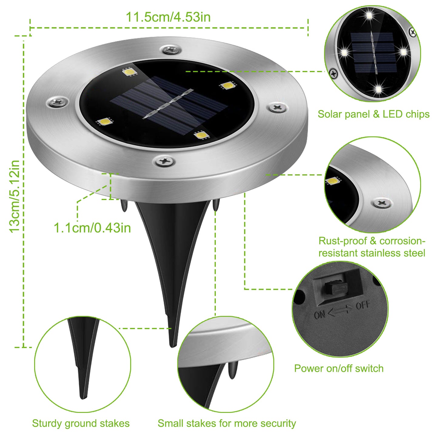 4pcs Solar Ground Light Waterproof Buried Light In Ground Path Deck Lawn Patio Light 4LED