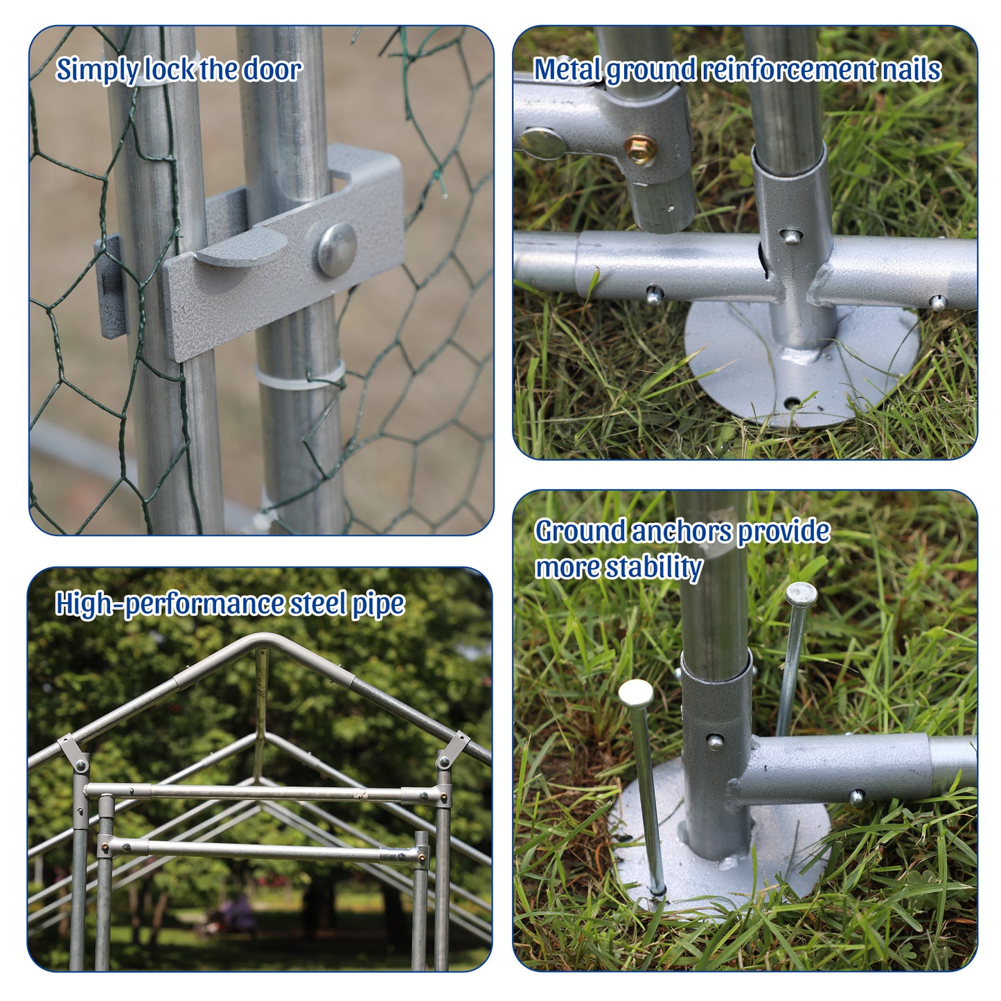 Large Metal Chicken Coop, Walk-in Chicken Run,Galvanized Wire Poultry Chicken Hen Pen Cage, Rabbits Duck Cages With Waterproof And Anti-Ultraviolet Cover For Outside 10 L X 26 W  6.56 H