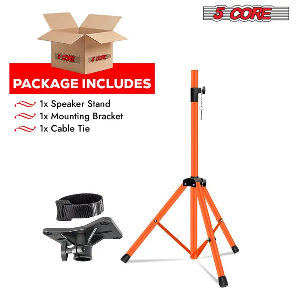 5 Core Speaker Stand Tripod Floor Heavy Duty Adjustable Up To 72 Inch DJ Studio Monitor Stands Pole Mount - SS HD ORG WOB