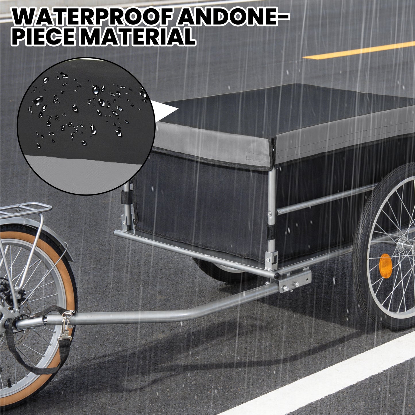 Foldable Bicycle Bike Cargo Trailer With 20  Wheels  Removable Cover  Folding Frame Quick Release  Bike Cart Bike Wagon Trailer For Luggage  Tools  Groceries. Black Gray