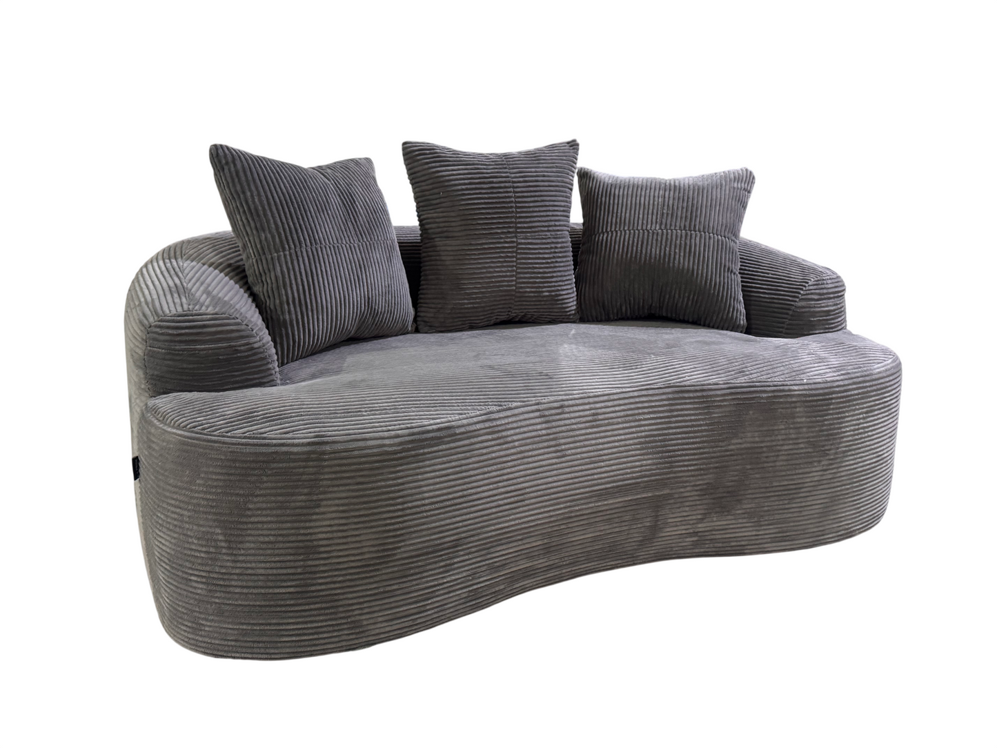 65.35   Curved Loveseat Sofa With Pocket Spring Cushions For Soft Seating, Small Space Couch With 3 Throw Pillows, No Assembly Needed, Grey