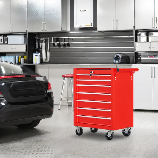 Rolling Tool Chest With 7-Drawer Tool Box With Wheels Multifunctional Tool Cart Mechanic Tool Storage Cabinet For Garage, Warehouse, Workshop, Repair Shop