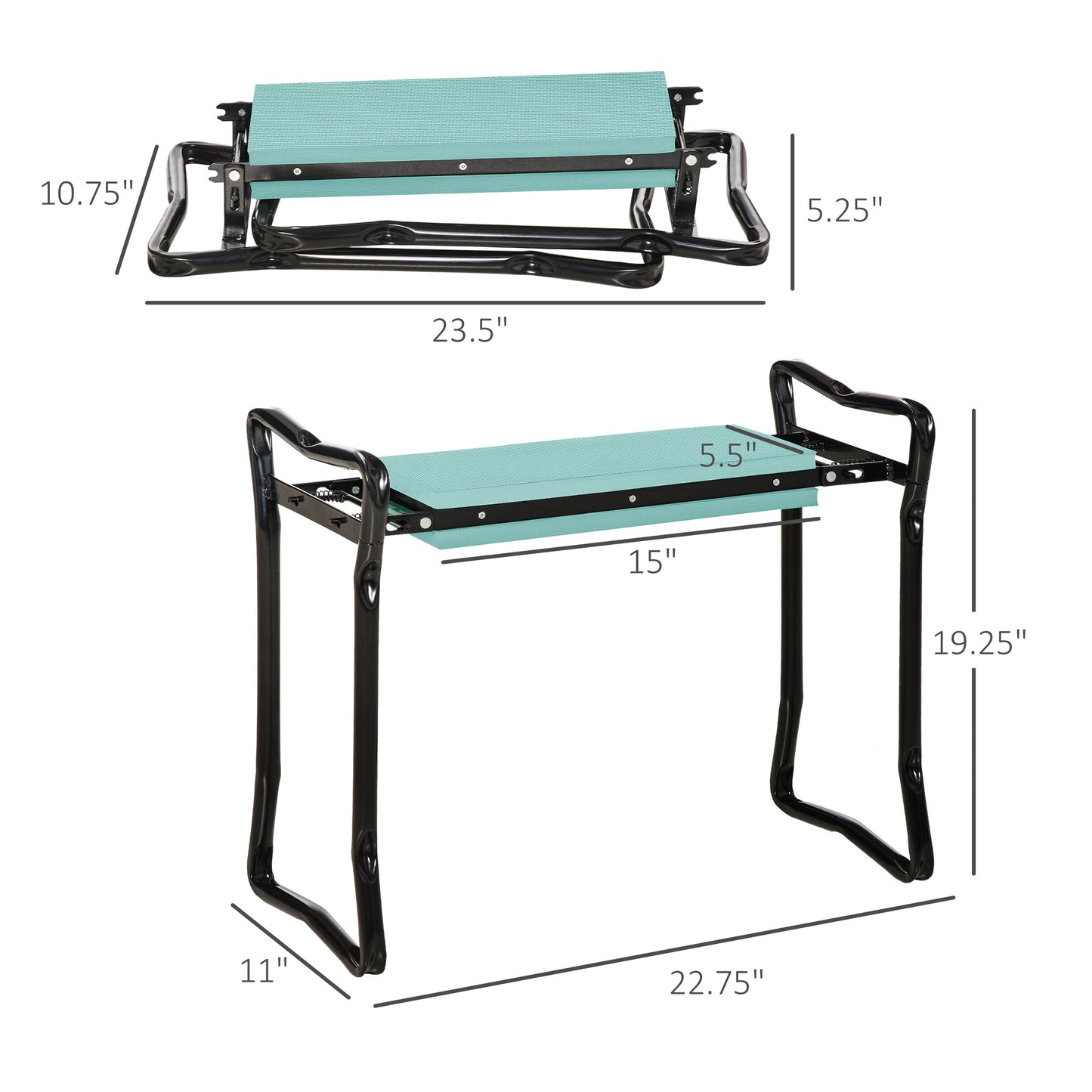 Padded Garden Kneeler And Seat Bench, Padded Foldable Garden Stool, Green