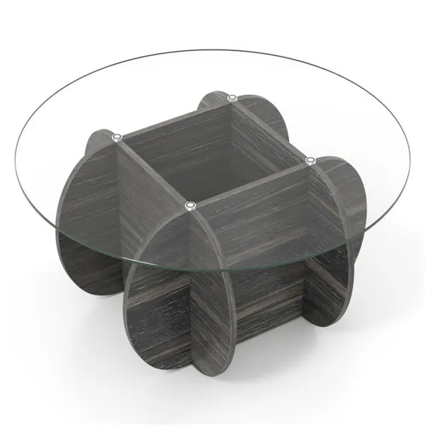 Sturdy Wooden Cocktail Table - Rubber Wood/Plywood/MDF Frame, 220lbs Capacity, Cross-Shaped Base