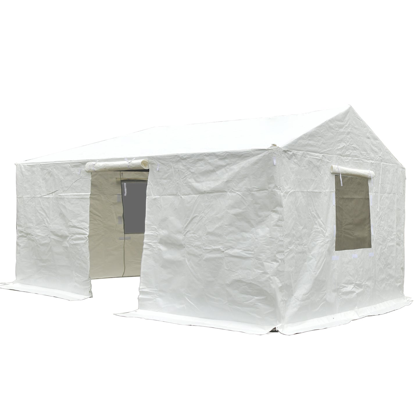12 X20  Gazebo Cover For Hardtop Gazebos, Outdoor Universal Winter Gazebo Cover With Sidewalls And Mesh Windows, All Season Waterproof Enclosed Gazebo Cover, White
