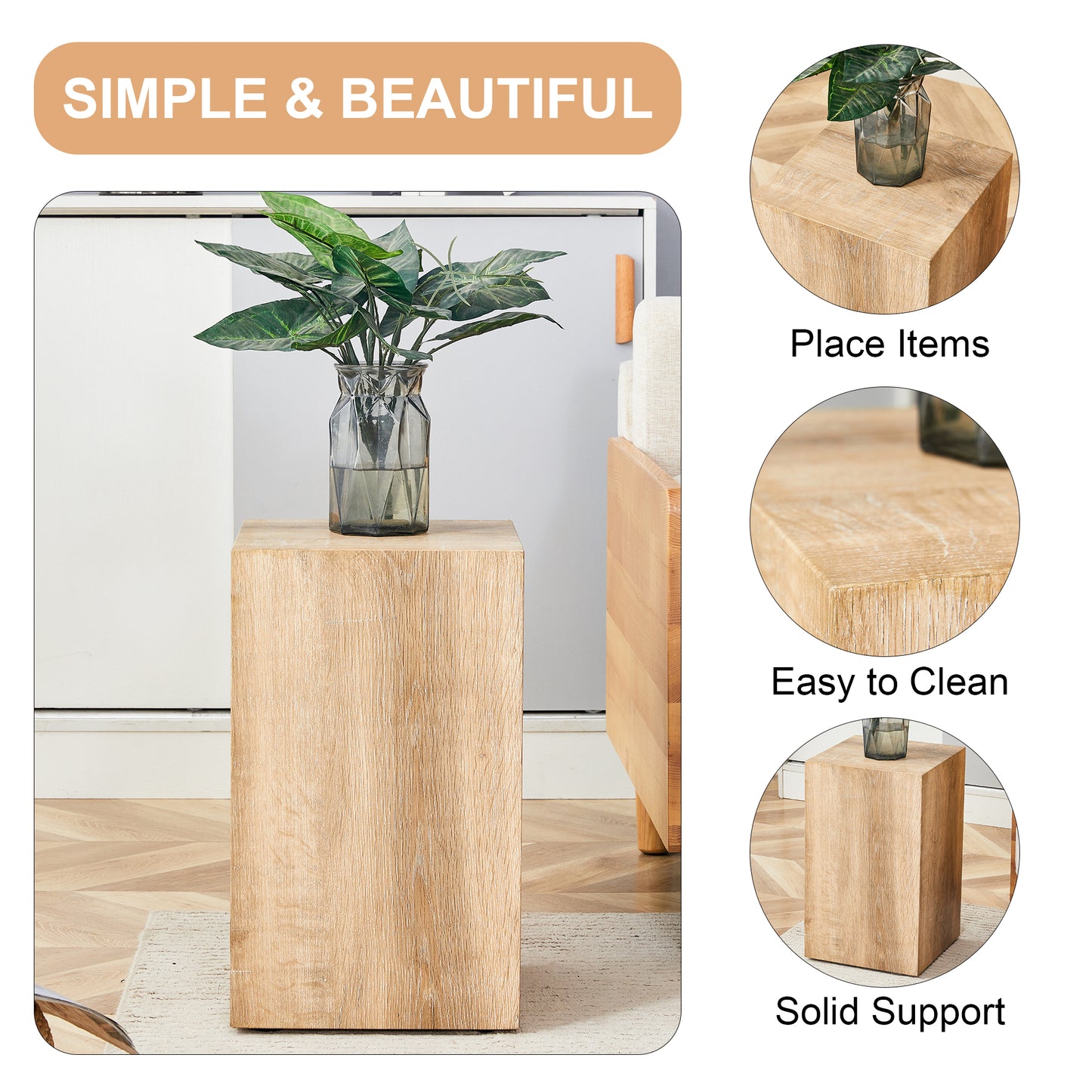 Elevate Your Living Space With This Modern MDF Coffee Table That Showcases Smooth, Light Wood Color Texture Patterns. It Is Characterized By Stylish Design.12x12x19.6,W1151P188001