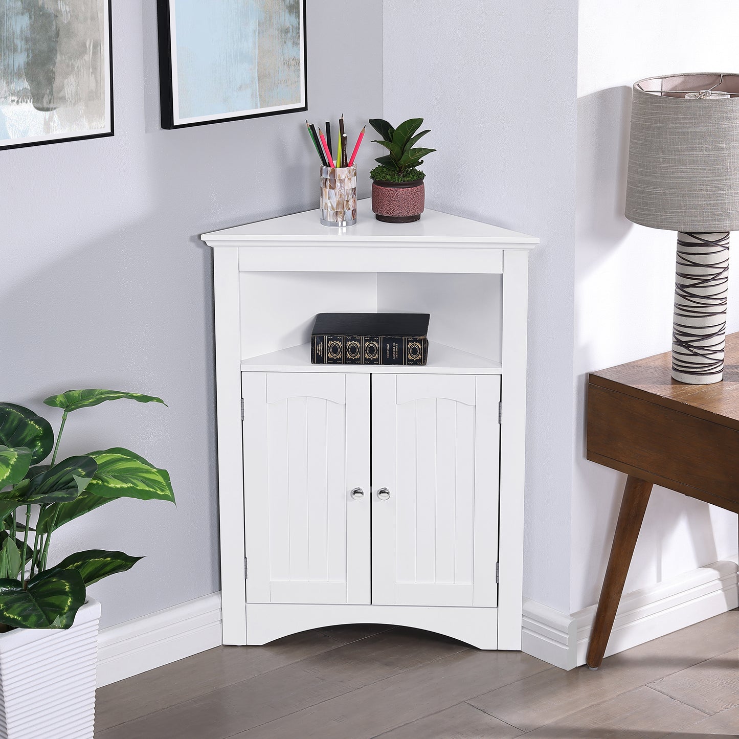 Sideboard Cabinet,corner Cabinet,Bathroom Floor Corner Cabinet With Doors And Shelves, Kitchen, Living Room,Free Standing Storage Cabinet For Bathroom