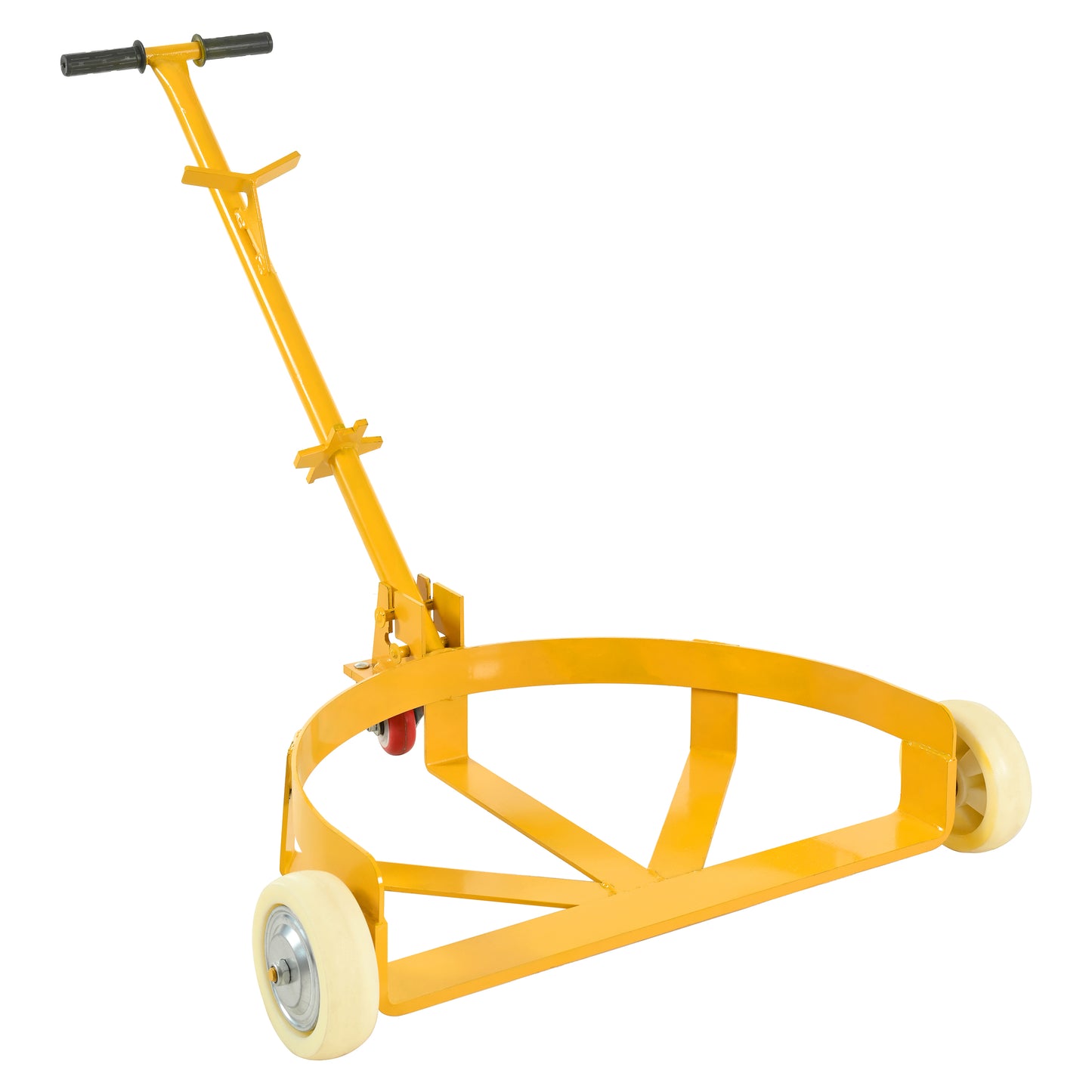 55 Gallon Drum Dolly, 1200lbs Capacity, With 2 Fixed PU Wheels And 1 Swivel Wheel - Low Profile Steel Oil Drum Caddy Oil Barrel Drum Roller Hand Cart
