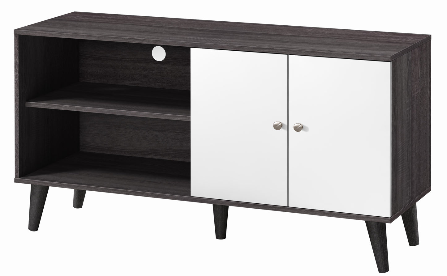Amidon TV Stand For TVs Up To 47.3  , With 2 Storage Shelves& 1 Cabinet, Modern Entertainment Centre For TV In Living Room In Dark Gray    White