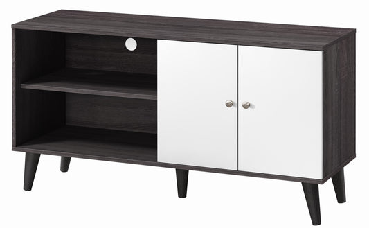 Amidon TV Stand For TVs Up To 47.3  , With 2 Storage Shelves& 1 Cabinet, Modern Entertainment Centre For TV In Living Room In Dark Gray    White