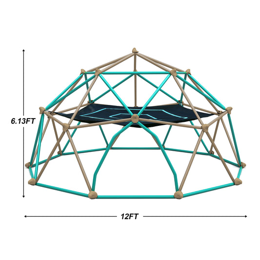 12ft Geometric Dome Climber Play Center, Kids Climbing Dome Tower With Hammock, Rust & UV Resistant Steel Supporting 10 0 0 LBS