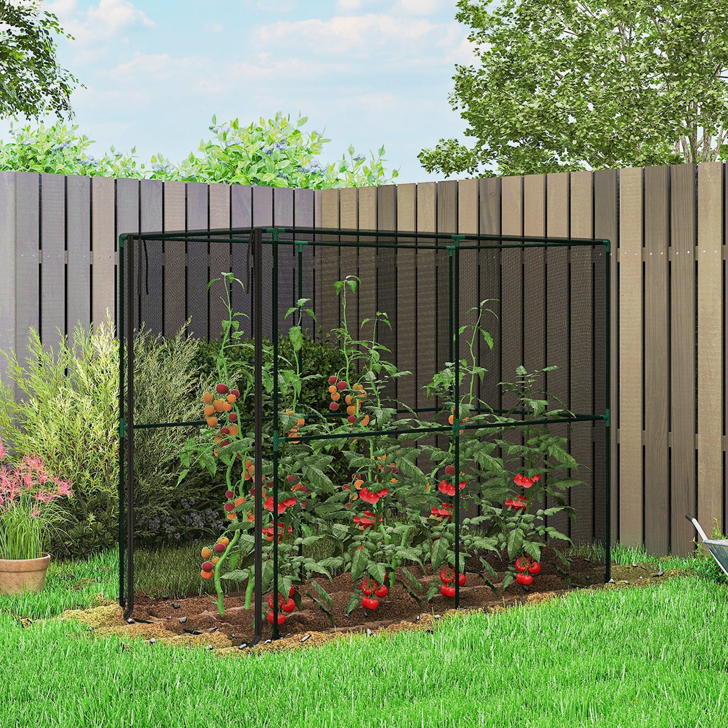 Crop Cage, Plant Protection Tent With Zippered Door, Plant Protector From Animals For Vegetables Flowers Fruits, Black