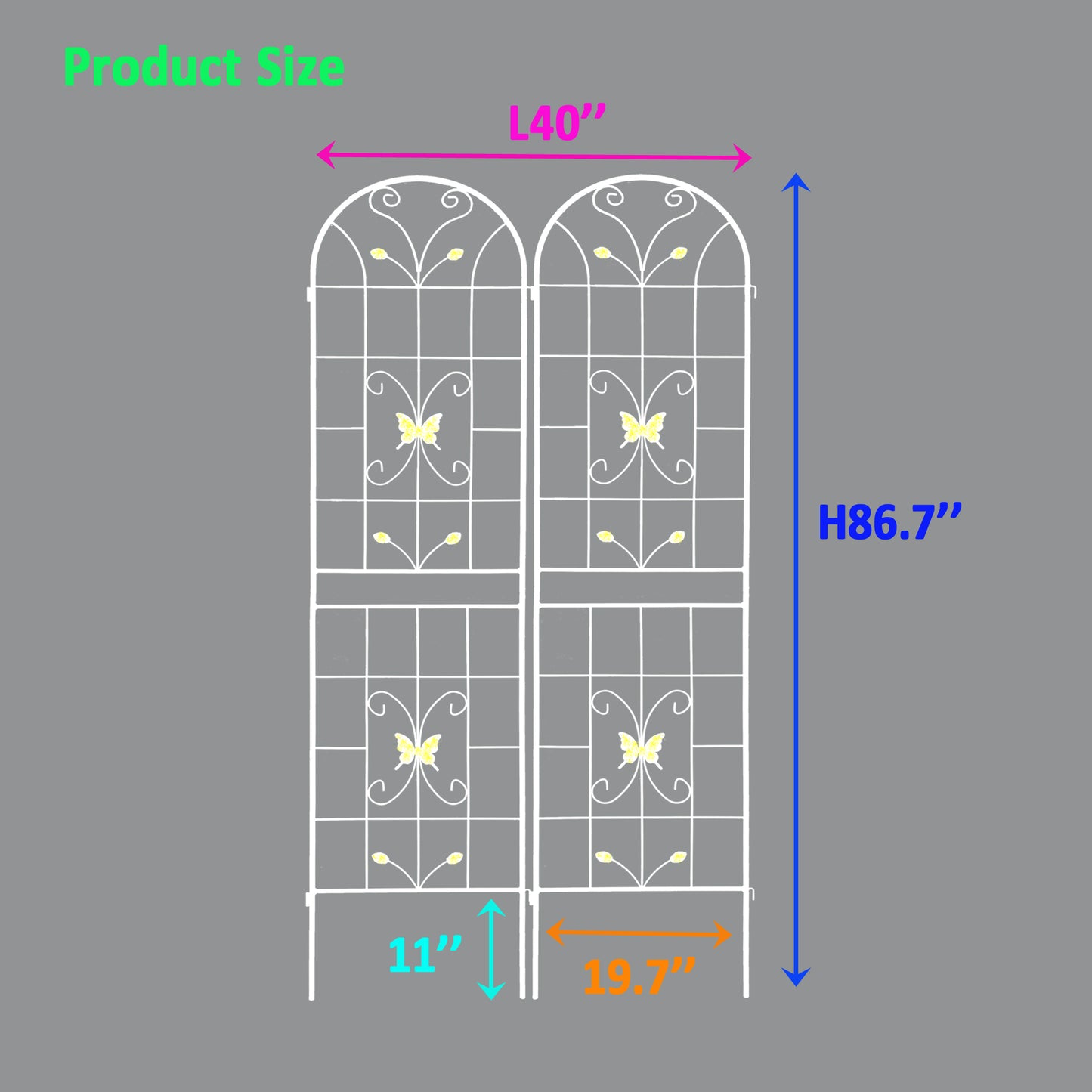 2 Pack Metal Garden Trellis 86.7  X 19.7  Rustproof Trellis For Climbing Plants Outdoor Flower Support Cream White
