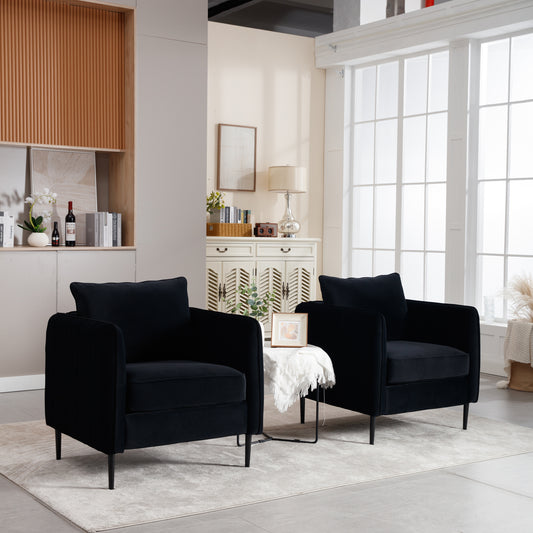 Accent Chair For Living Room, Velvet Comfy Single Sofa Chair Mid Century Modern Armchair With 1 Pillow And Metal Legs For Bedroom Office Reading
