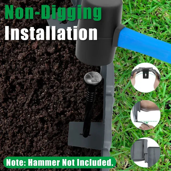 16FT Non-Digging Plastic Landscape Edging 20Pcs Faux Cobbled Stone Garden Borders With 20 Spikes Shovel Gloves Flexible Bendable For Flower Beds Pathways Tree Rings Garden Yard Lawn