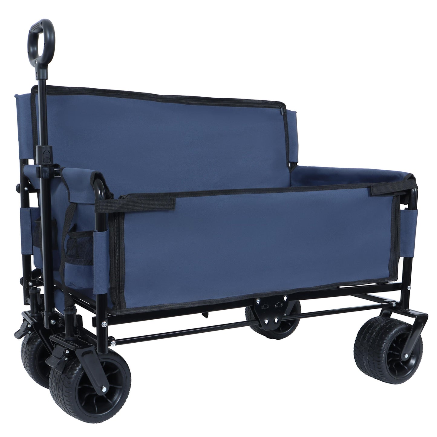 3- In- 1 Convertible Folding Wagon Cart With Bench Seat & Storage -  500lbs Heavy- Duty Utility Wagon  180L Capacity All- Terrain Wheels For Camping  Beach  Sports  Garden  Dark Blue