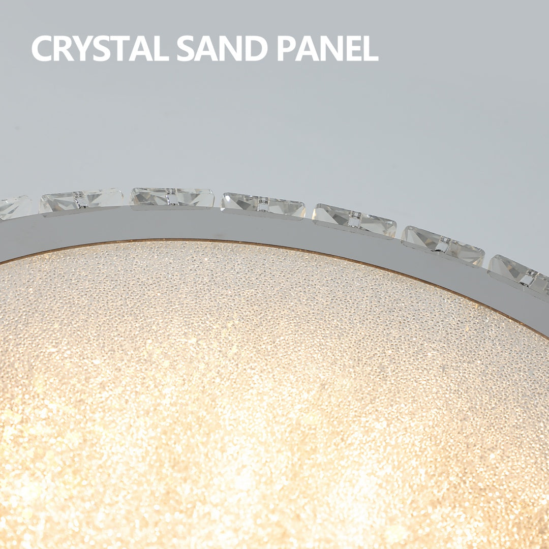 Crystal LED Ceiling Light, 13.8-Inch Flush Mount, 38W Dimmable Modern Fixture, Energy-Saving, Perfect For Living Room, Bedroom, Kitchen
