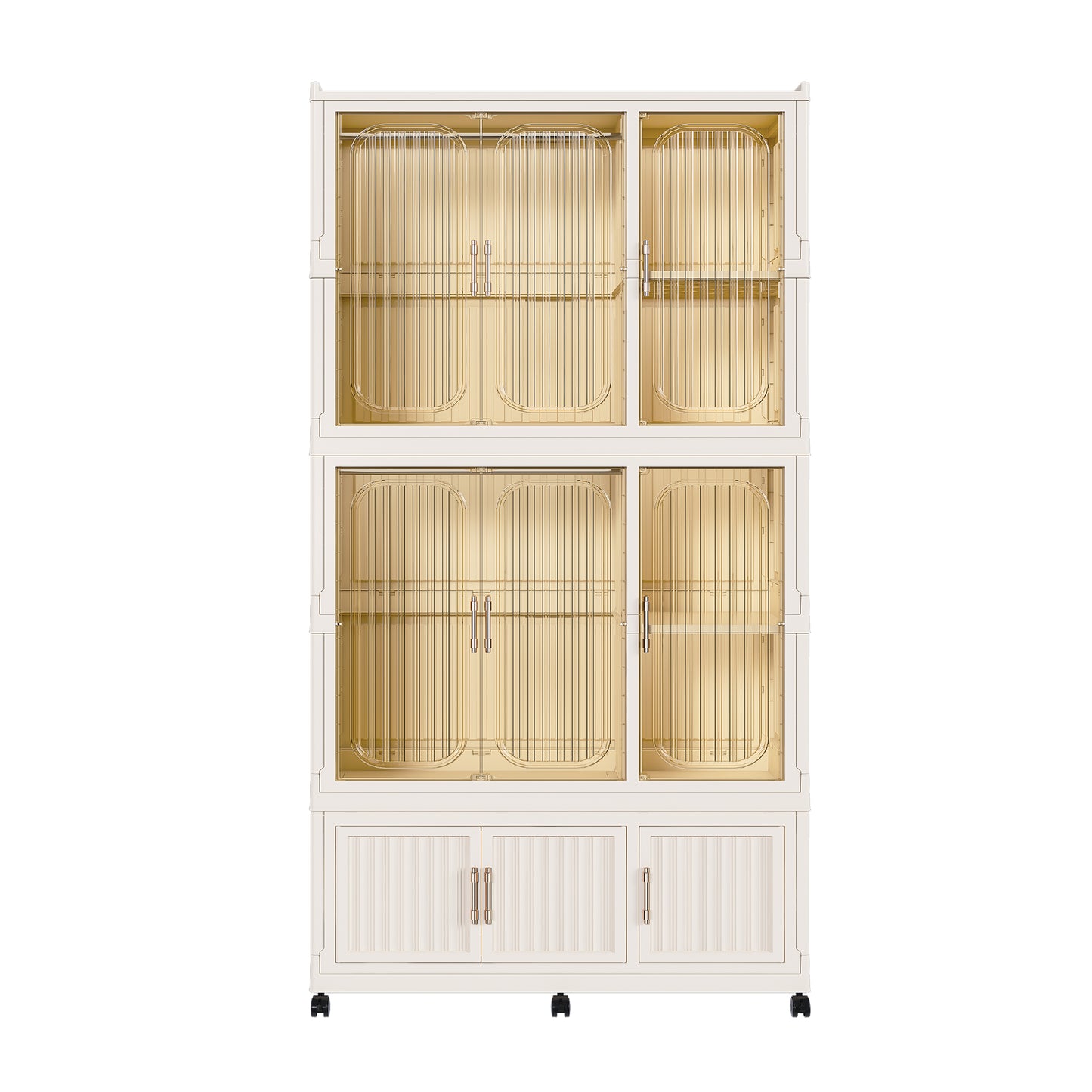 Portable Wardrobe Closet Storage Organizer For Clothes,Clothes Dresser,9 Magnetic Doors-9 Cubes & 2 Hanging Rod,6 Pcs Hangers , Baby Wardrobe Storage Cabinet,White