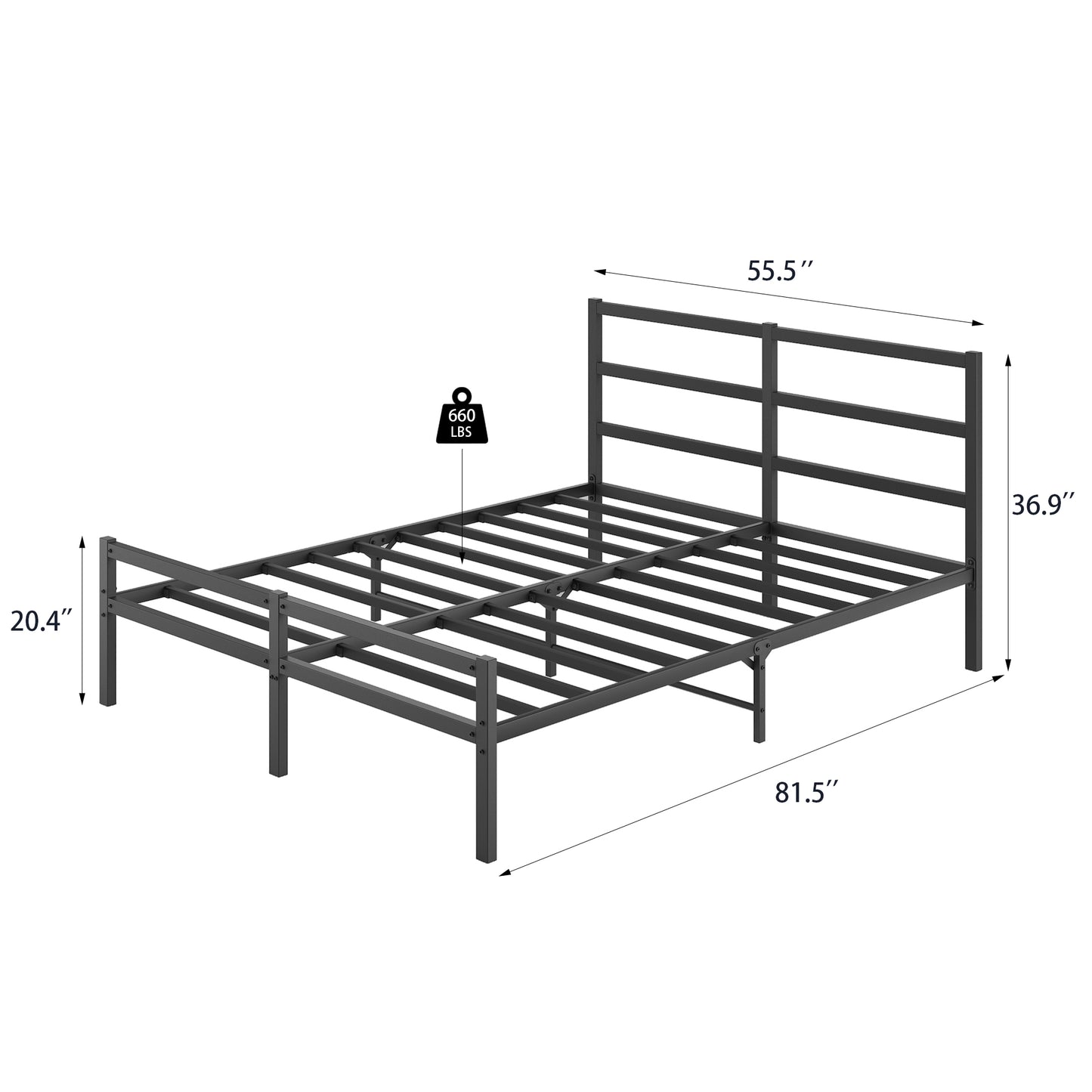 Metal Platform Bed Frame With Headboard, Sturdy Metal Frame, No Box Spring NeededFull