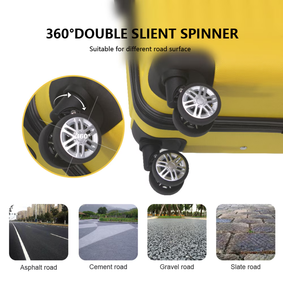 Lemon Yellow 3-Piece Premium ABS Luggage Set-20, 24, And 28 Suitcases With Multi-Position Handle, Silent Spinner Wheels, And TSA-Approved Lock-Durable, Stylish, And Spacious Travel Gear