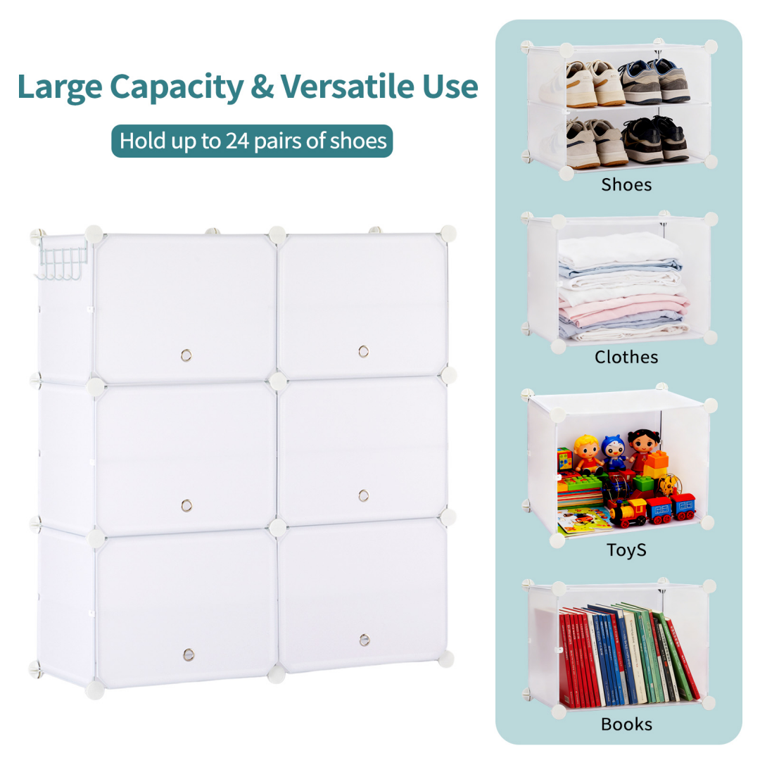 Shoe Rack Storage Cabinet, 8-layer Shoe Storage Cabinet With Door, Stackable And Detachable Shoe Storage Cabinet