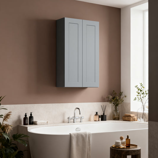 Gray Shaker Solid Wood Wall Cabinet With Soft-Close Doors, Adjustable Shelves - 30  Double Door Storage For Kitchen, Bathroom, Laundry, Garage  Easy Assembly, 30 W X 12 D X 42 H