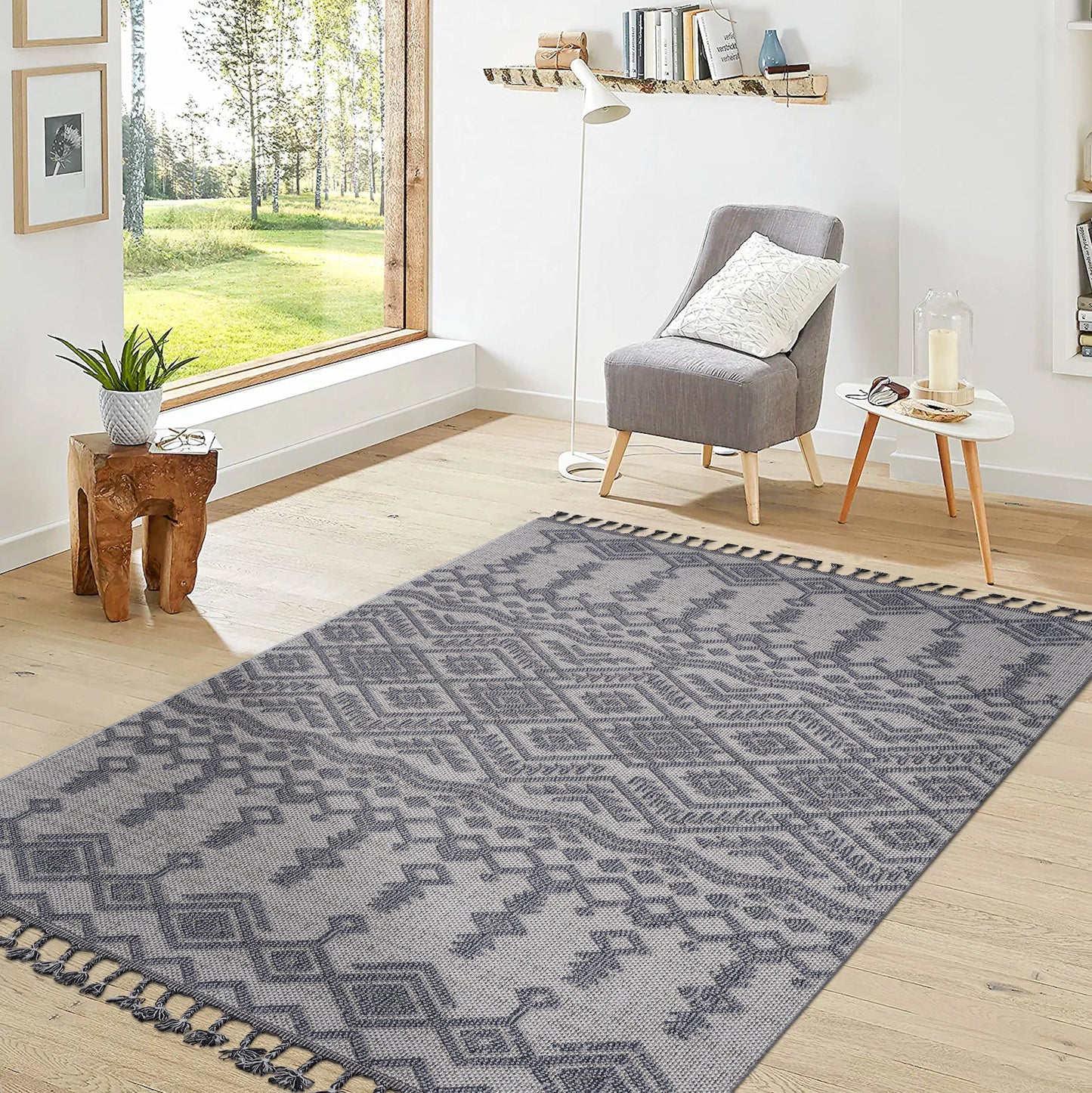 Guros C Ollection 8X10 White  Gray  Traditional Indoor  Outdoor Area Rug