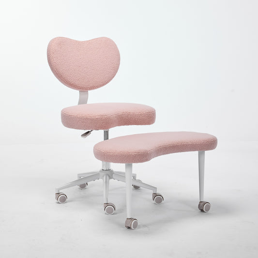 Meditation Chair Plus, Cross Legged Chair With Wheels, ADHD Chair, Criss Cross Desk Chair With Lumbar Support And Adjustable Stool, Flexible Design For Fidgety Sitters, Pink