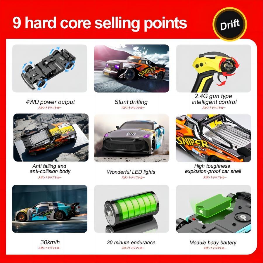 4WD Racing Car 30KM Per H High Speed Car 2.4G Remote Control Drift Car Truck US,Logistics Is Randomly Sent By UPS USPS UNI GOFO