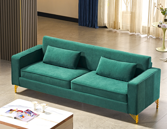 Aesthetic 85.8   Velvet Sofas For Living Room, 3 Seater Couch With Classic Modern Appeal And Luxurious Soft Comfort, Easy To Maintain, Green