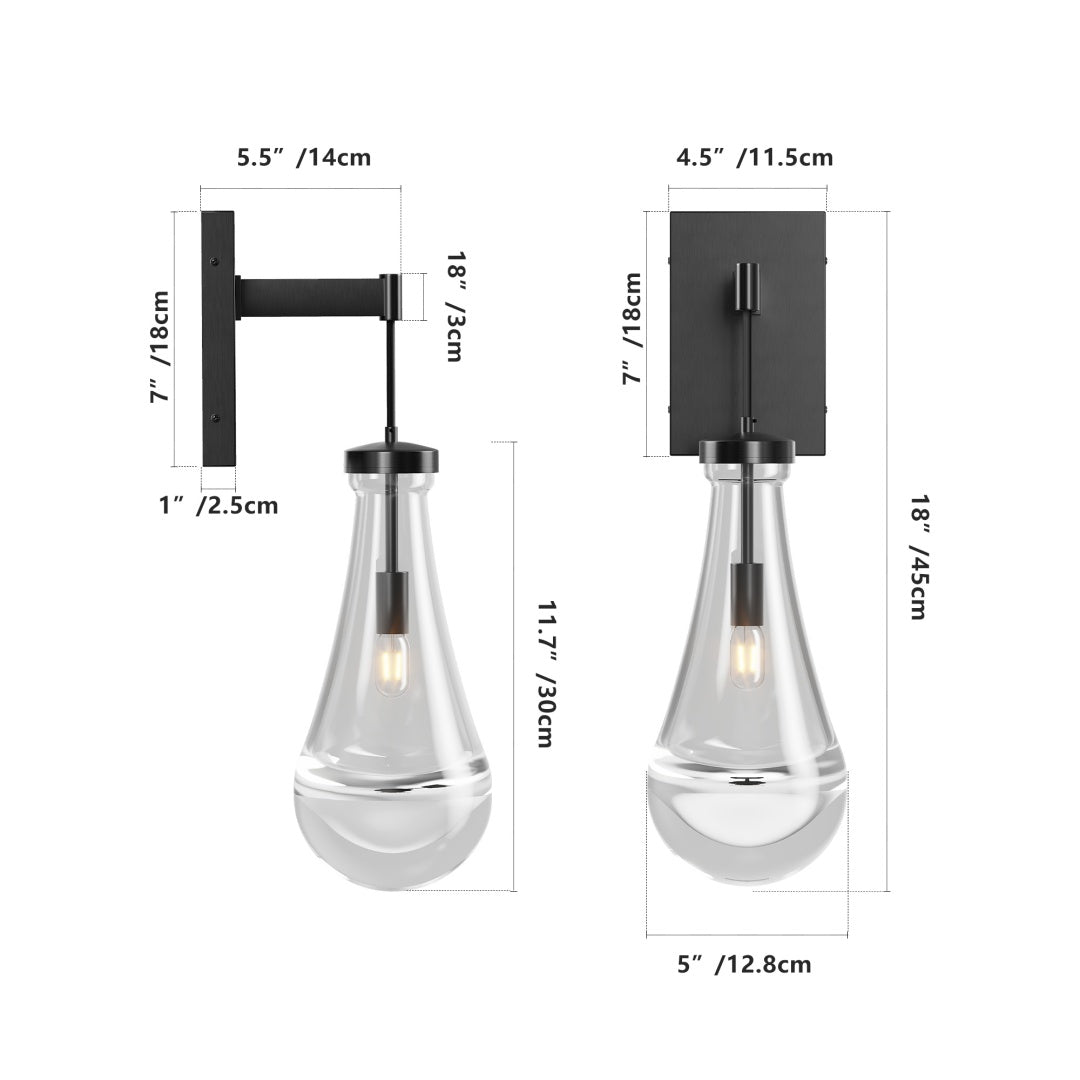 Wall Sconces, Black Wall Sconces Modern Bathroom Lights, Sconces Wall Lighting With Clear Glass, Wall Mounted Light Wall Lamp For Living Room Hallway Reception Desk