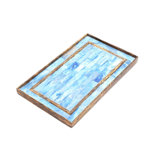Ribaldi Handmade Bone Inlaid Wooden Tray Decor & Serving Tray - 12X7.25X0.8