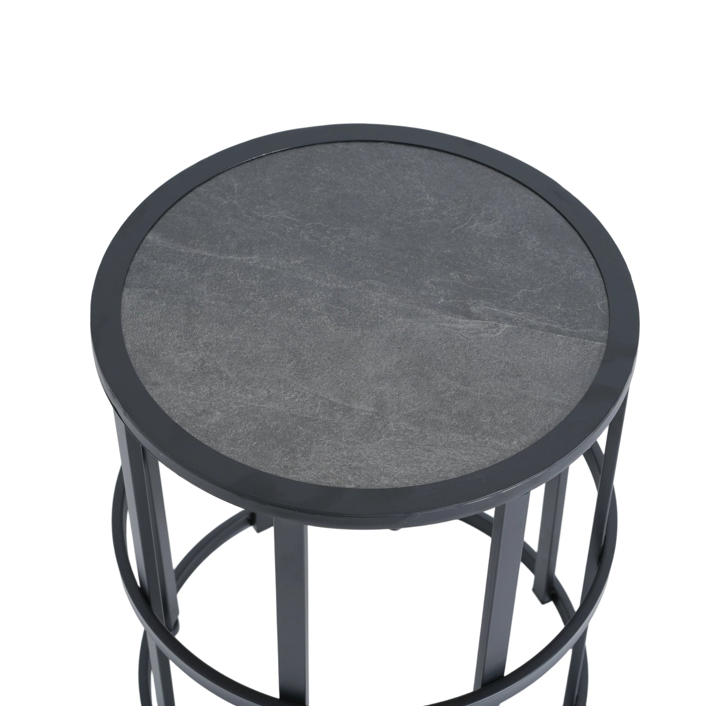 Ceramic Tile Side Table With Powder Coated Iron Frame - Lightweight & Weatherproof Patio Accent