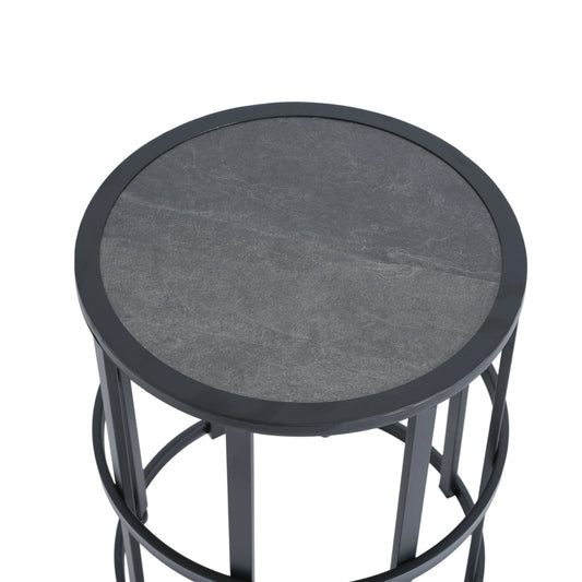 Ceramic Tile Side Table With Powder Coated Iron Frame - Lightweight & Weatherproof Patio Accent