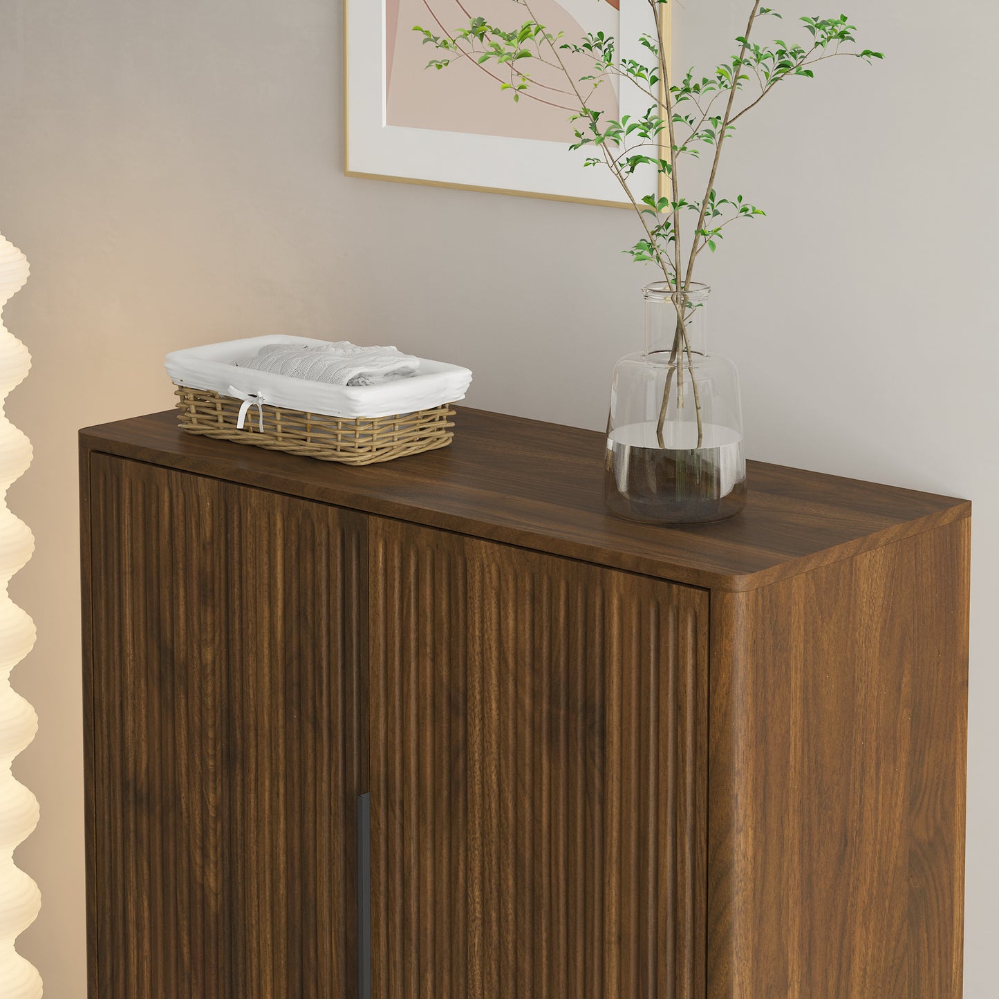 Shoe Storage Cabinet, Wooden Shoe Cabinet With Doors Modern Shoe Organizer With Adjustable Shelves,for Entryway, Hallway, Living Room