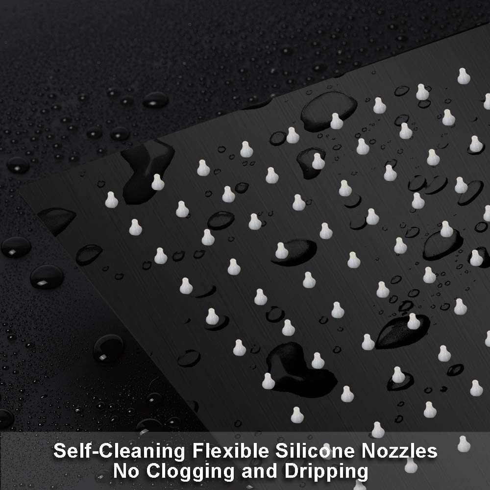 10  Square Rainfall & High Pressure Stainless Steel Bath Shower Head  Matte Black