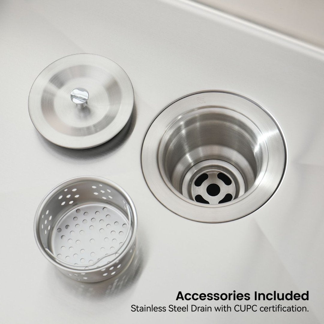 Stainless Steel Kitchen Sink, Single Bowl, Undermount Handmade Sink In Brushed Nickel, With US Standard Drain And Hook, LS-SSBR06