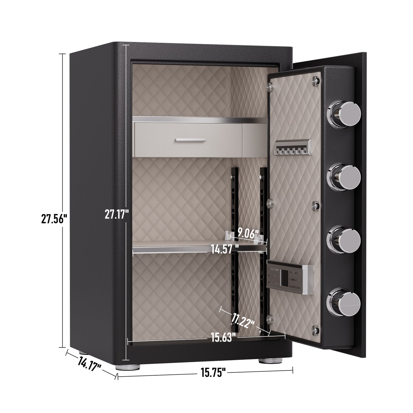 2.8 Cu Ft Steel Safe With Removable Shelf & Jewelry Box, Digital Keypad Security Safe With 10mm Thick Door & 28mm Locking Bolts, Dual Alarm & Silent Mode For Home Office Hotel