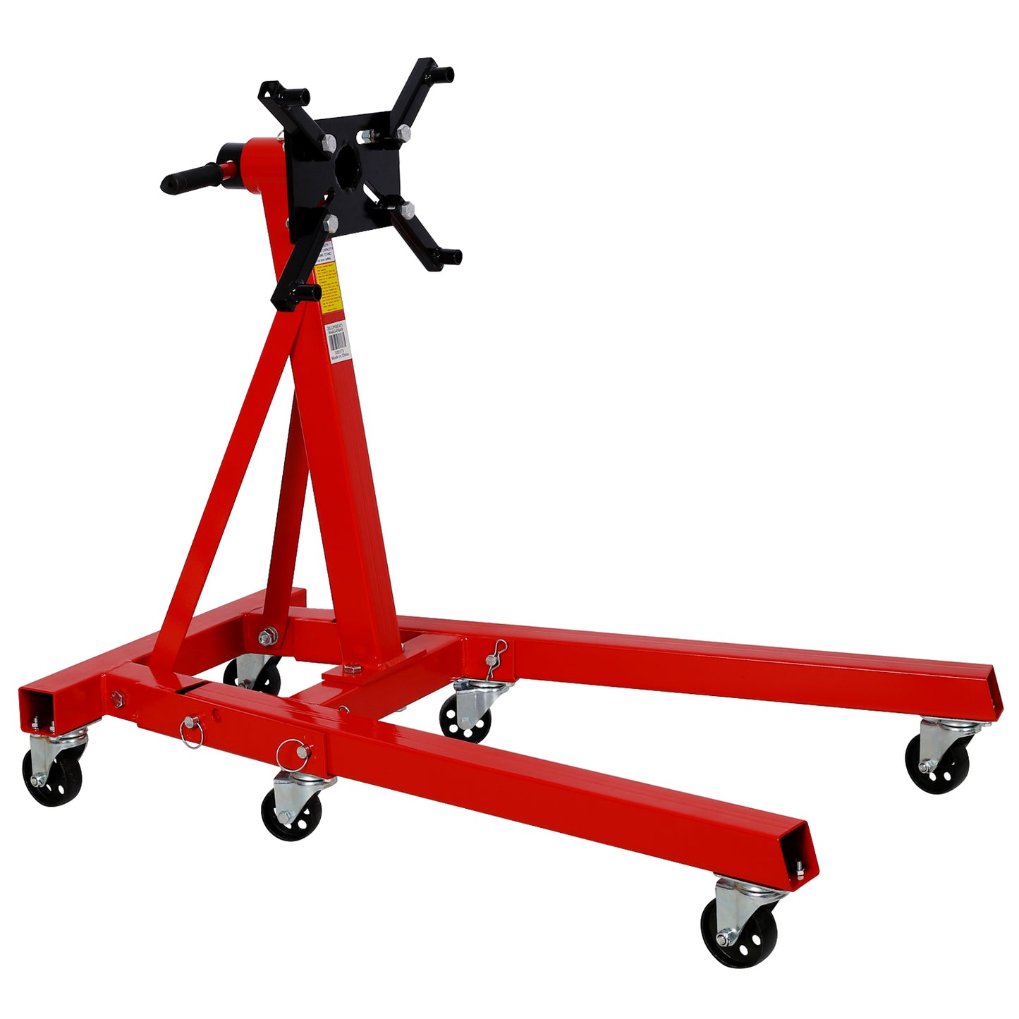 Engine Stand 2000LBS Capacity, 360 Degree Rotating Engine Run Stand With 6-Casters, Heavy Duty Motorcycle Engine Stand With Foldable Frame For Auto Repair, Vehicle Maintenance, Red