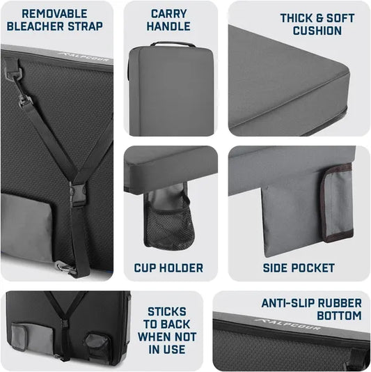 Alpcour Portable Extra Thick Stadium Seat Cushion - 21x 15 Inch Bleacher Cushion With Side Pocket