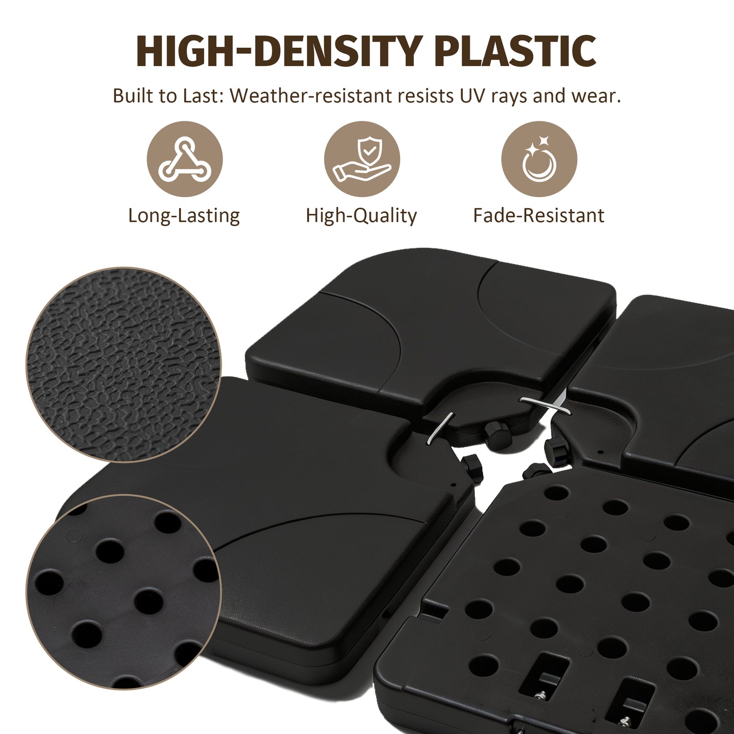 Heavy-Duty Offset Patio Umbrella Stand, Refillable Base With Water Or Sand  160-220 Lbs , 4-Piece HDPE Panel Set With Secure Lock Pins, Weatherproof & Stackable, Black -Ideal For Backyard, Lawn, Pool