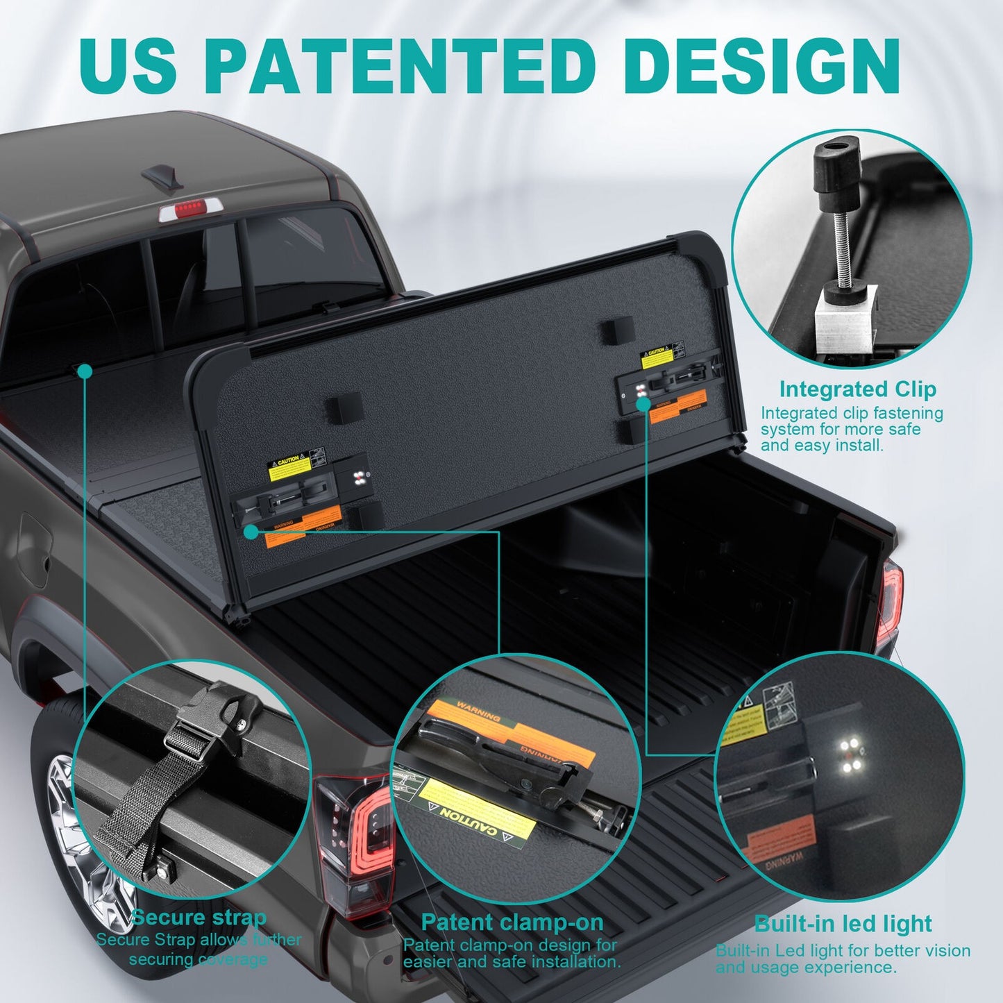Tri-Fold 5Ft Hard Bed Tonneau Cover For Chevy 15-22 Colorado GMC 15-22 Canyon--VX-109-0875