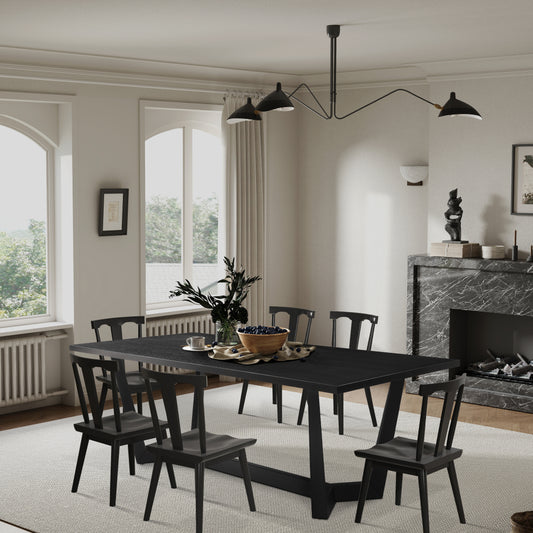 Rectangular MDF Dining Table Mid Century Modern  For Dining Room Balcony Cafe Bar Conference Matt Black