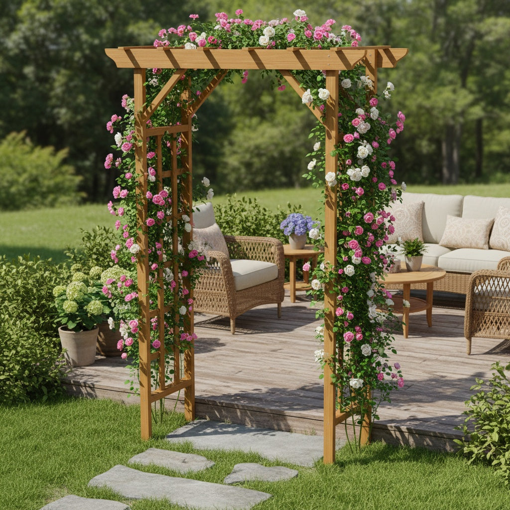 Wooden Arbor, Wedding Arch For Ceremony, Wood Trellis For Plant Climbing, Christmas Decor Pergola For Garden