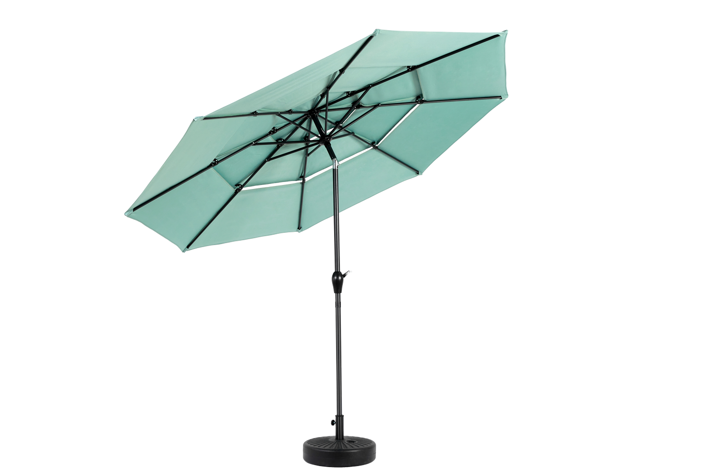 Aluminium 10ft 3 Tier Auto-tilt Umbrella ,Outdoor Patio Umbrella - Market Table Pool Deck Umbrella Base Not Included   Light Green