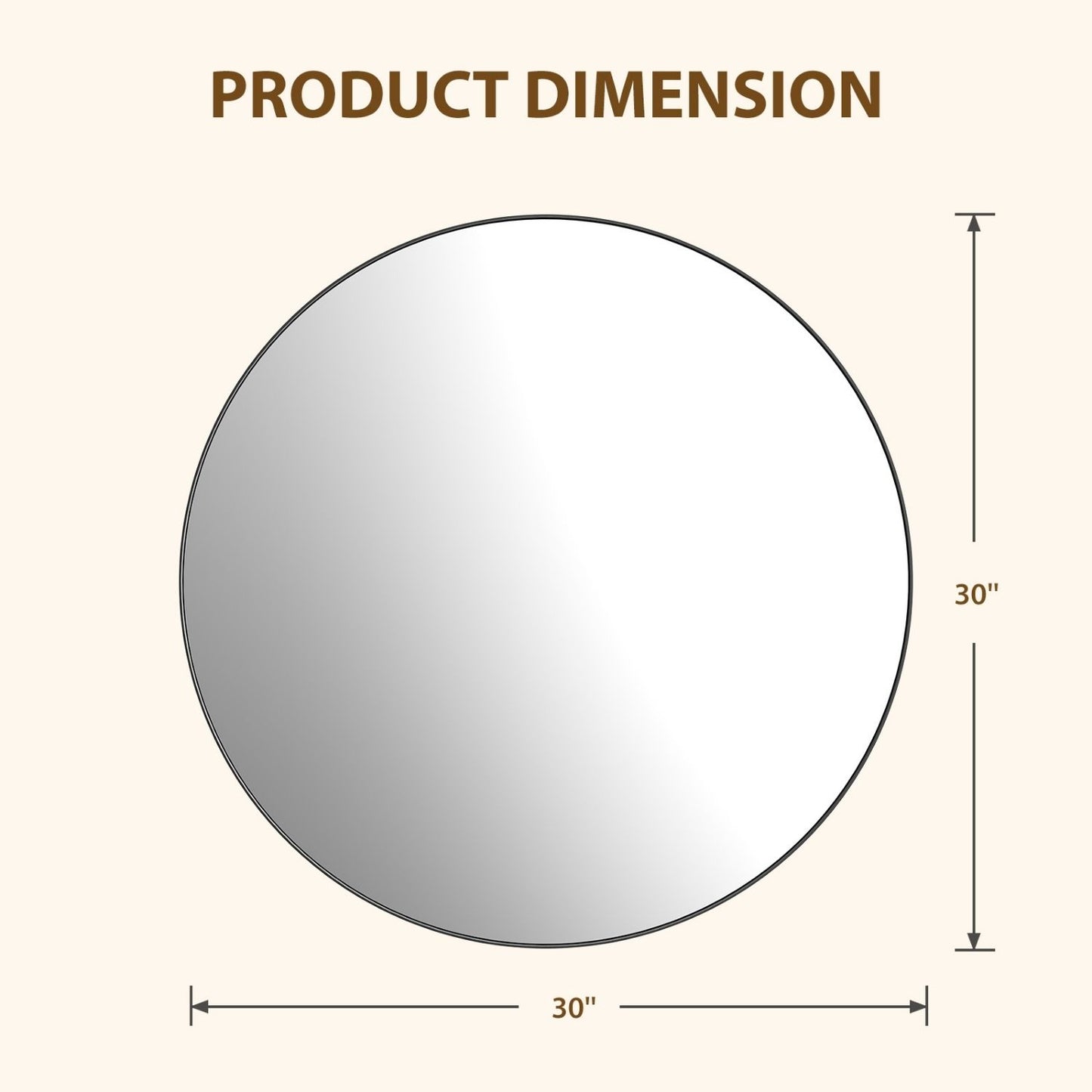 Round Wall Mirror With Metal Frame, Bathroom Round Wall Mirror